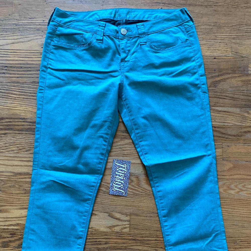 AMERICAN RAG JEANS DENIM PANTS TEAL AQUA SIZE 7S